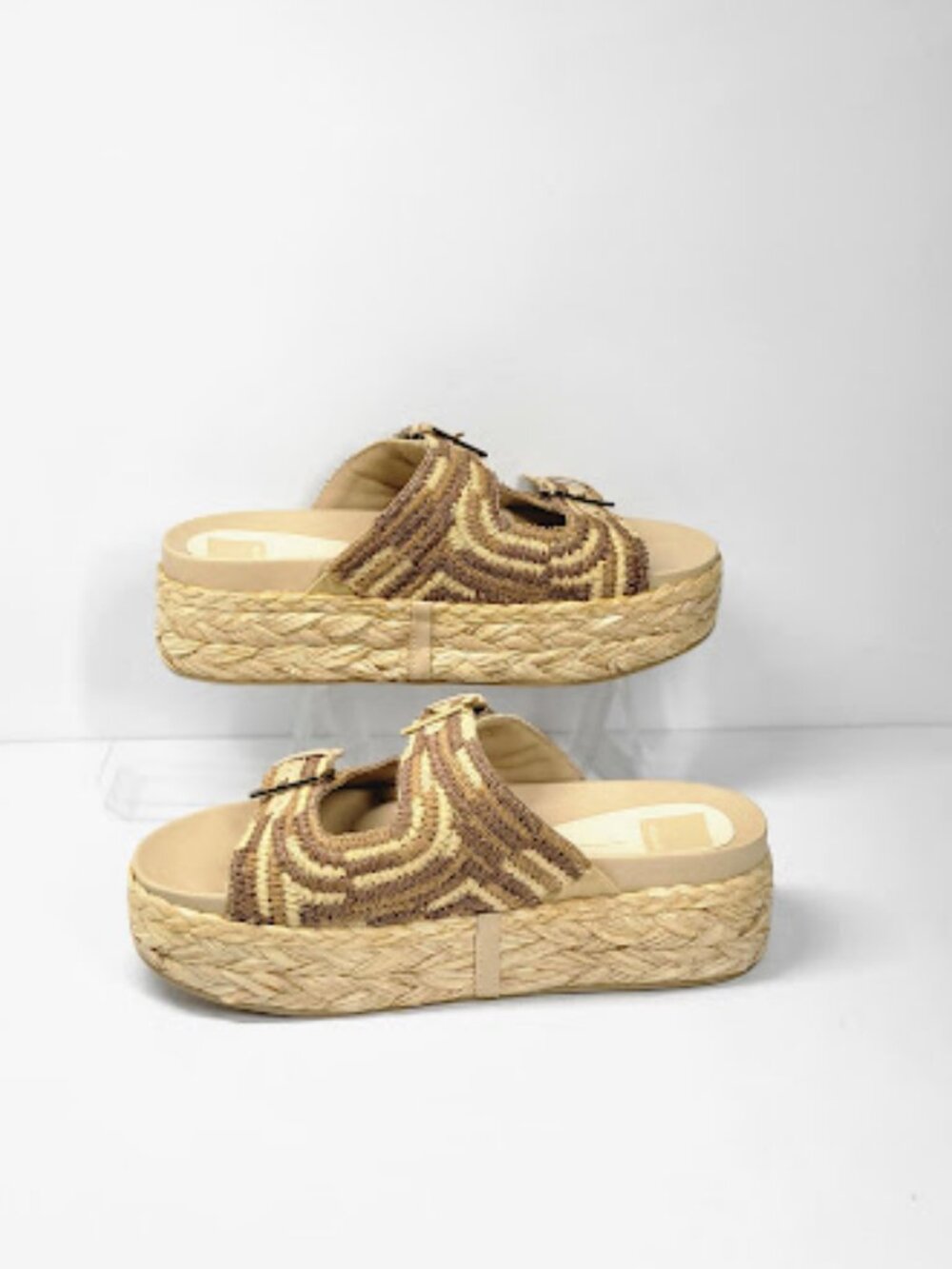 DOLCE VITA Falyn Platform Raffia Woven Double Buckle Sandals Women’s Sz 10 NWOB - Picture 5 of 8